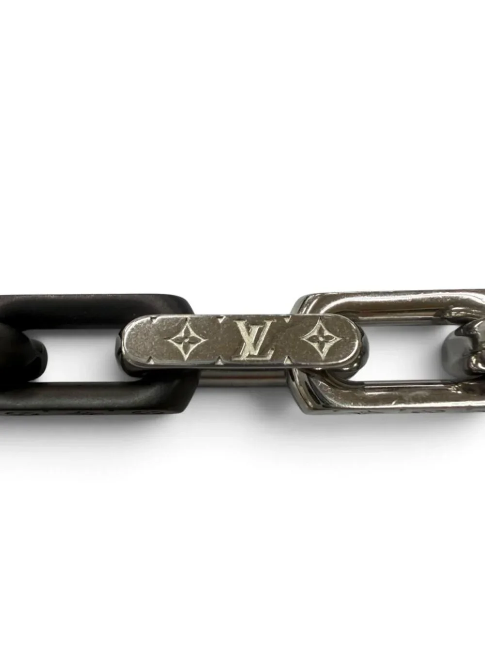Louis Vuitton Bracelet Monogram Chain Silver Black